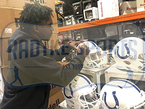 Edgerrin James autografado/assinado Indianapolis Colts Speed ​​Speed ​​Authentic White Matte NFL Capacete