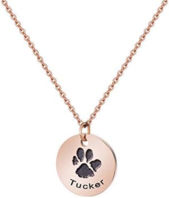 JoyCuff Pet Memorial Nome Colar personalizado Rose Gold Gold Dog Pawprint Gifts Gifts para um proprietário
