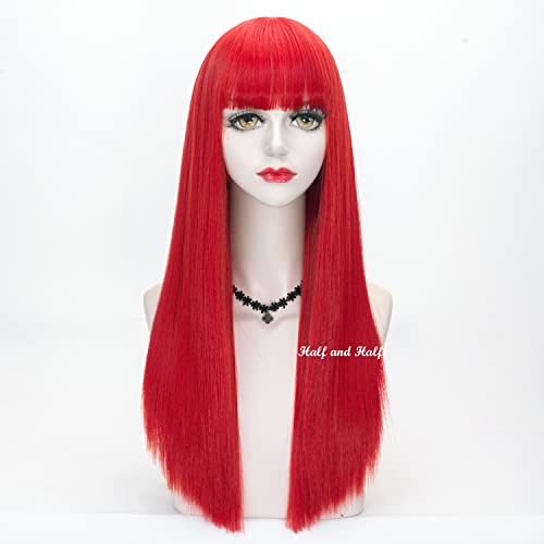 Perucas vermelhas exclusivas de 24 polegadas para mulheres longas perucas lisadas de cabelos ruivos