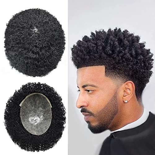 Toupee Afro para homens negros, sistema de cabelo brasileiro Sistema de cabelo PU All In injeção Unidade