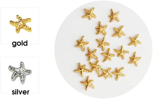 100pcs de verão estilo 3d ouro prateado metal starfish design de unhas de decoração de arte suprimentos de unhas
