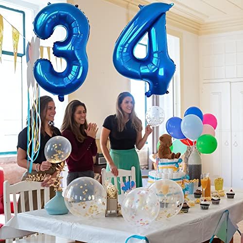 XLOOD Número 45 balões de 32 polegadas Alfabeto de balão digital de 32 polegadas 45 Balões de aniversário