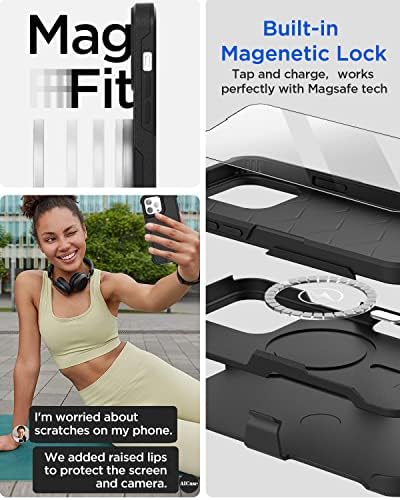 AICASE para iPhone 14 Pro Max Belt Clip Case com protetor de tela de vidro+lente da câmera, [Magsafe compatível]