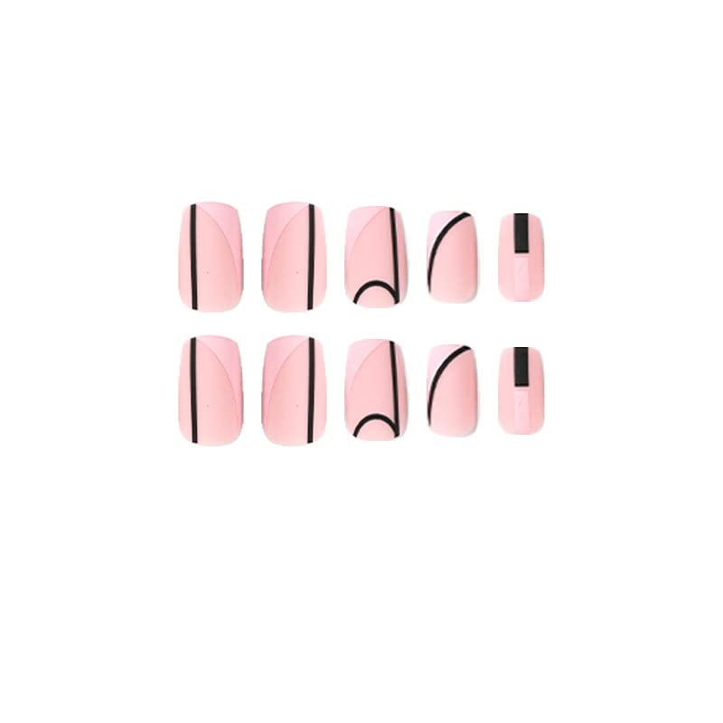 Babalal Square Press On Nails Medium Unhas Falsas cola rosa em unhas acrílico unhas 24pcs Esquadrão French Tip