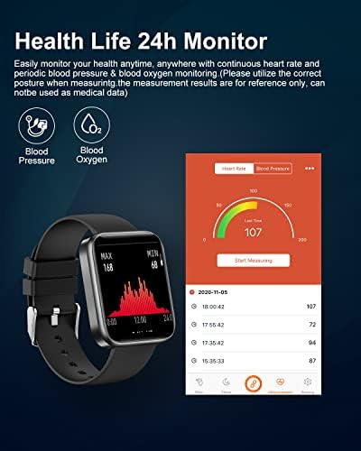 Lige Smart Watch for Women, Fitness Tracker com freqüência cardíaca/pressão arterial/modos Sport Multi,