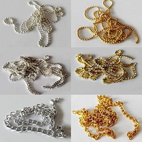 Zhongjiuyuan 8 diferentes decorações de arte unhas de 20cm de 20 cm Cadeia Diy 3D Glitter Metal Metal Multi-Size