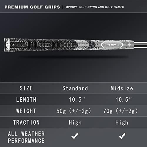 Champkey Premium Hybrid Golf Grips 13 Pack - All Weather Performance Golf Club Grips - Escolha entre 13 garras