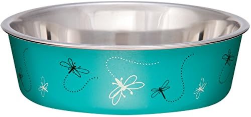 Pets Loving Bella Bowl Designer & Expressions Dog Bowl, Small, Dragonfly, Turquoise