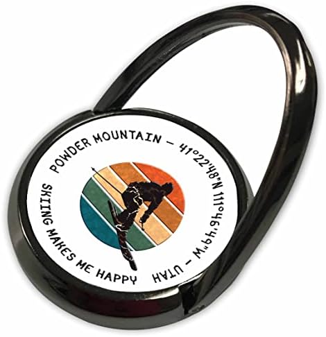 3drose Powder Mountain, Utah - Man Skier Black Text on White. Inverno. - Toque de telefone