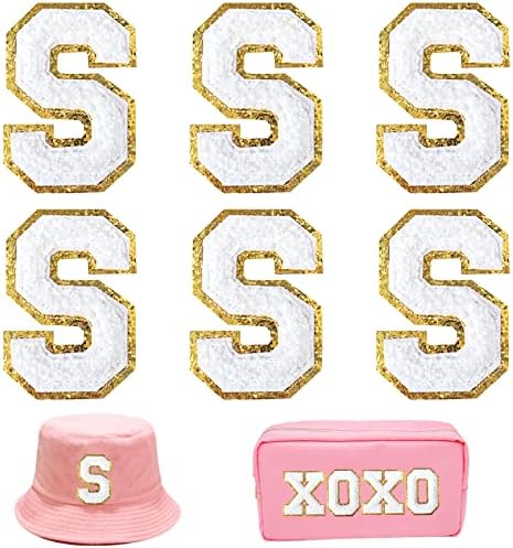 Patches de carta 6 PCs Varsity Chenille Ferro em letras patches para jaquetas de roupas Backpacks Glitter Letter