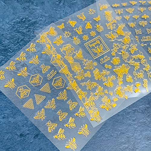 Adesivos fofos de unhas de mel, adesivo de pequeno animal 3D adesivo auto-adesivo de desenho apicultor