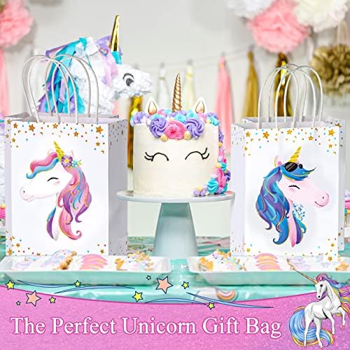 16 set sacolas de festas unicorn com papel de seda para unicórnio de festas de aniversário suprimentos