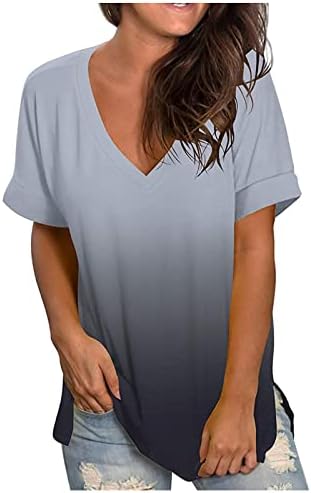 Grey Ladies Roupas Trendy y2k manga curta algodão vneck top tee camiseta de verão camisa casual para