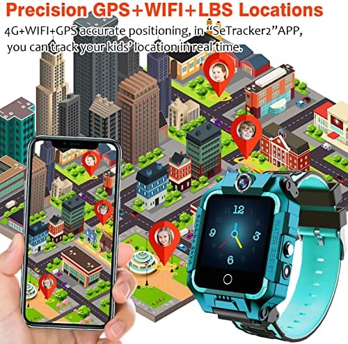 CJC Smart Watch for Kids with GPS Tracker, assistência de telefone com bate-papo por vídeo de 3 vias,