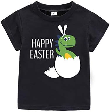 Camisas do dia da Páscoa meninas meninas garotas dinossauros Roupas casuais de coelhos engraçados engraçados para