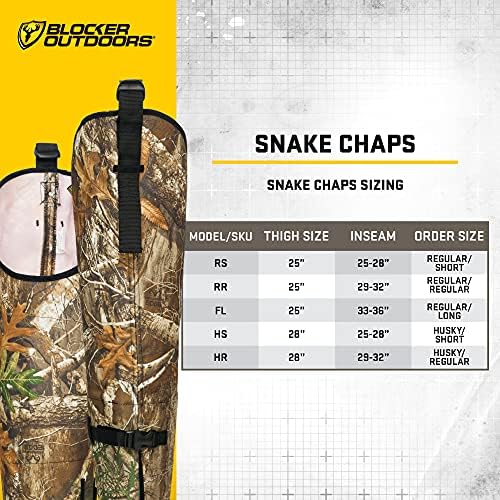ScentBlocker Snake Chaps - Proteção de mordida de cobra para caçar, fazer caminhadas, acampar