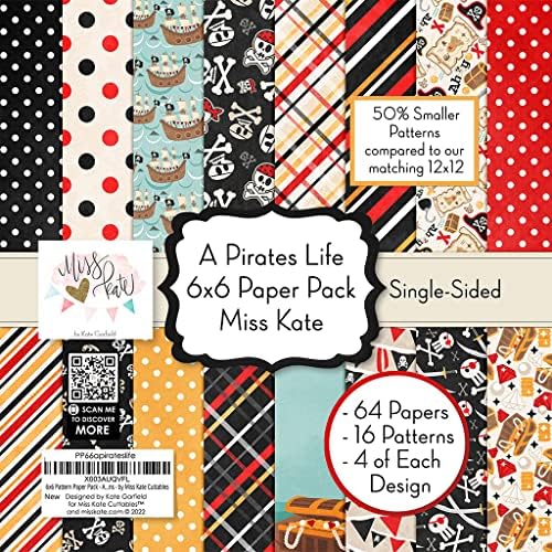 6x6 Pattern Paper Pack - A Pirates Life - Para 7 Scrapbook Premium Premium Paper Specialty Paper de 6 x6 Coleção