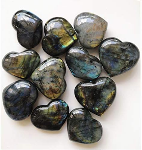Cristal de Labradorita Natural Loveliome, 2,2-2-2,5 polegadas de forma irregular de coração reiki chakra