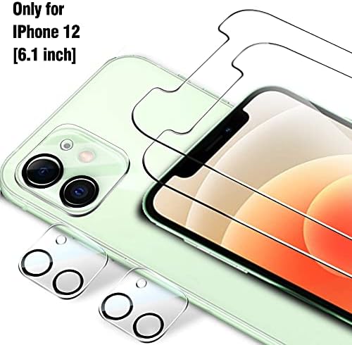 Ferilinso [protetor de tela de pacote 4 de 2 pacote para iPhone 12 com 2 pacote protetor de tela da lente da câmera