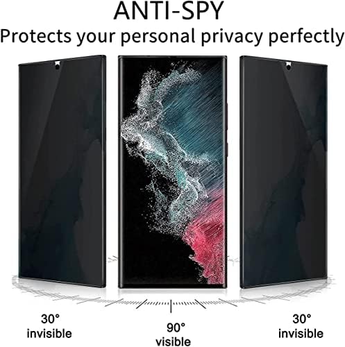 GLBLAUCK [2-PACK] Protetor de tela de privacidade para Samsung Galaxy S23 Ultra 5G, Anti-Spy 3D Edge 9H Duridade Trenta temperada Protetores de tela de vidro para Samsung Galaxy S23 Ultra Ultra