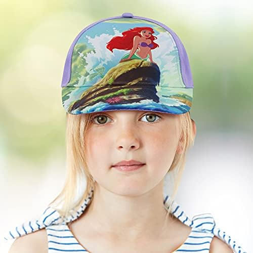 Capinho de beisebol da Disney Girls, Princesa e Little Mermaid Ariel Ajustável Chapéu para crianças para idades
