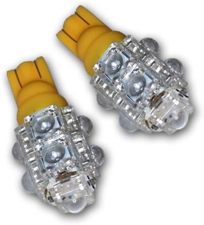 TuningPros LEDX2-T10-A9 T10 LUZES DE LED LED LUDLS, 9 FLUX AMBER 4-PC Conjunto