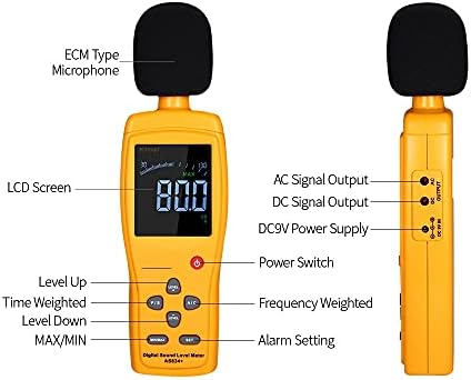 Slsfjlkj Digital LCD Nível de som Medidor 30-130dB Volume de ruído Testador de monitoramento do instrumento