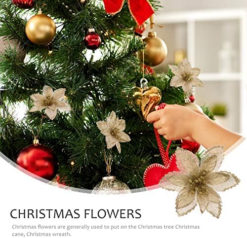 Partykindom 24 PCs lindas flores simuladas de decorações de árvores de Natal festivas para decorações