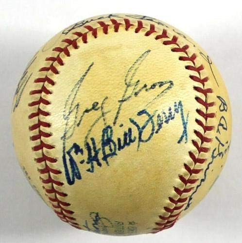 Joe DiMaggio Freddie Lindstrom Warren Giles Hall da Fama assinada Baseball JSA COA - Bolalls autografados