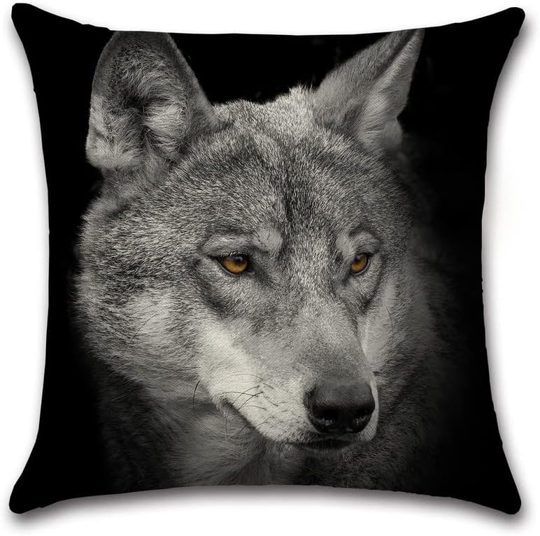 Cuppqq Tampa de travesseiro de arremesso de lobo Caso de travesseiro de travesseiro quadrado almofada de