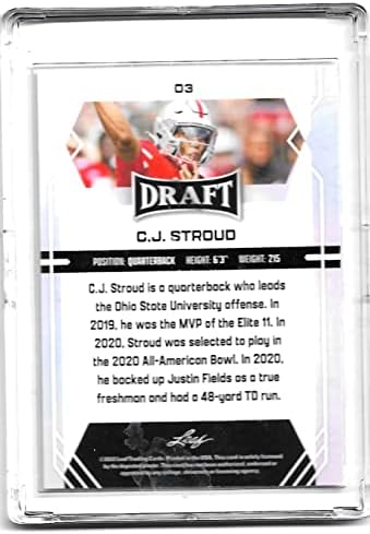 2022 Draft de folhas 3 C.J. Stroud - Cartão de futebol de Ohio State Buckeyes NM -MT