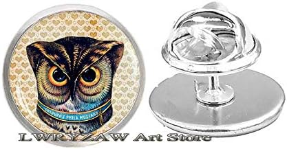 Owl Art Pin, Broche de Coruja, Broche de Coruja, Art Glass Pin, Owl Art, Glass Dome Pin, Broche de