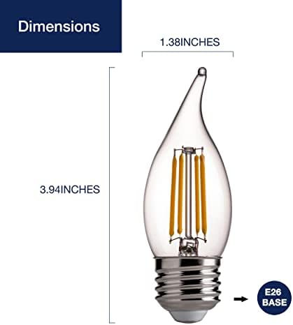 FLSNT 60 WATTS Equivalente lâmpadas lustres LED LED, lâmpadas de candelabra de base LED CA11 Dimmable