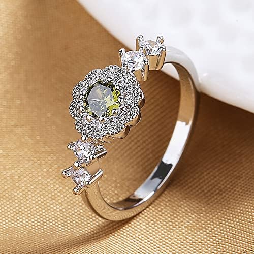 Moda requintada anel de zircão verde para mulheres Presentes de jóias de jóias de jóias Tamanho do anel