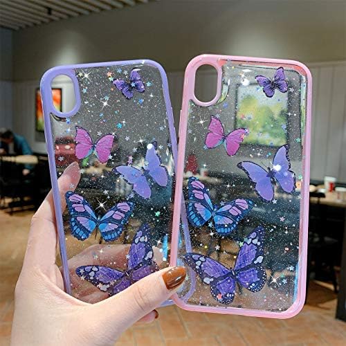 Wzjgzdly Butterfly Bling Clear Case Compatível com iPhone XR, capa de glitter para mulheres fofas capa
