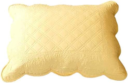 Tache acolchoado amarelo sólido Buttercup Puffs Matelasse Decorative Standard Queen Pillow Sham 1 peça