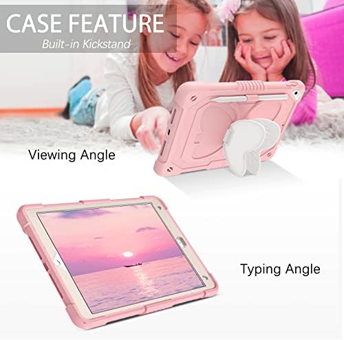Duedue iPad Air 2 Case for Kids, iPad 6th/5th Generation Caso 2017/2018, Butterfly Wings Kickstand com porta