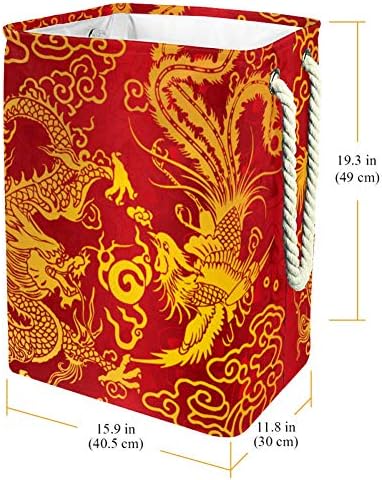 Dragon e Phoenix em Classical Chinese Art Home Lavanderia Tester cesto dobrável Torno de cesto