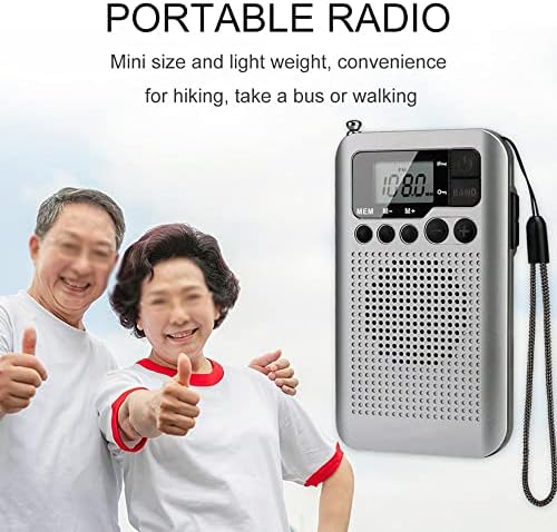 Lhllhl Tr106 portátil FM AM Rádio com LCD Exibir fone de ouvido do alto -falante de ajuste digital e função