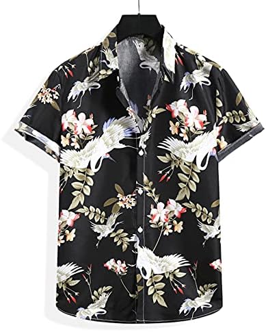 Camisa havaiana de gdjgta para homens mangas curtas Turn Down Down Flor Flor Prind Button Down Summer Beach