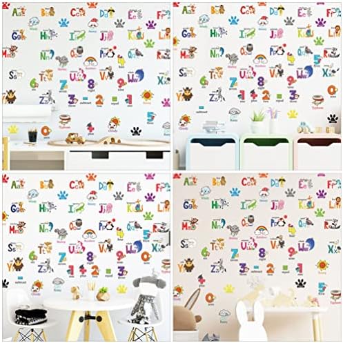 Toyvian Letter Sticker número colorido Número climático adesivo de alfabetismo mural de decalques animais,
