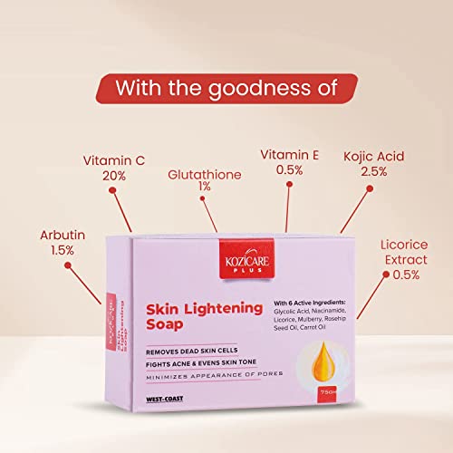 Sabão de iluminação da pele mais desk -se com ácido kojic 2,5%, glutationa 1%, arbutina 1,5%, vitamina C 2%, vitamina