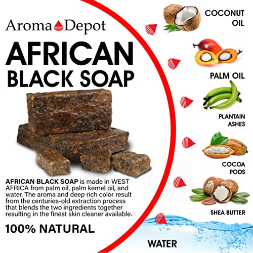 Sabão preto africano RAC RAC de depósito de aroma 8oz de sabão natural crua para acne, eczema, psoríase,