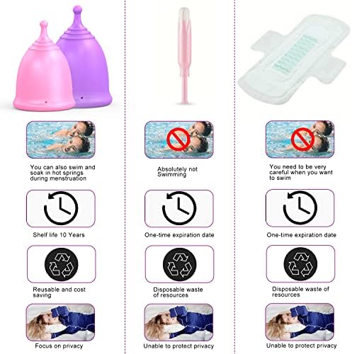 Copos menstruais 1 pacote - reutilizável - Copos de menstruação de silicone de grau médico macio