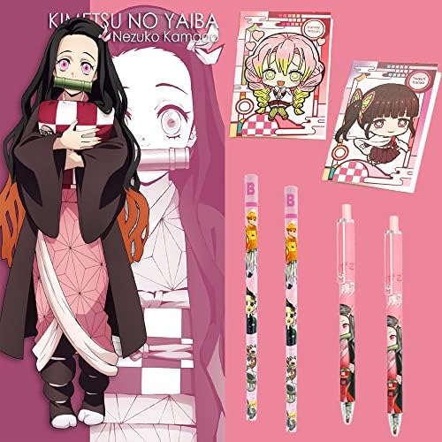 O conjunto de presentes de anime inclui lápis, caneta de rollerball, governante, suporte para cartas com cordão,