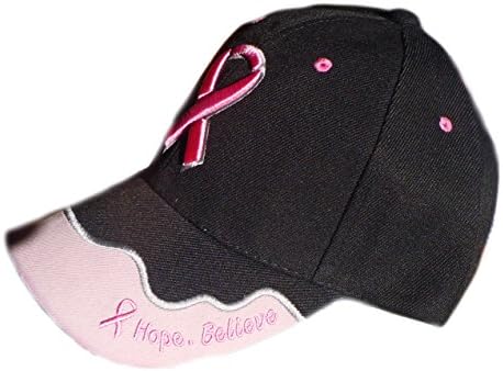 Chapéus de conscientização sobre câncer de mama rosa ou preto com fita rosa