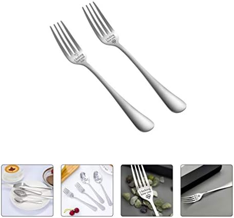 Luxshiny Couples Gifts Garfos gravados para aço inoxidável Forks inspirados I Fio garfo você Fork 4pcs
