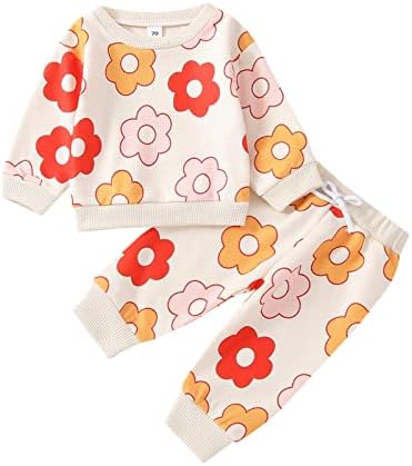 Recém -nascido bebê menina de roupas florais com manga longa puxar em cima de calças compridas 2pcs Roupas de inverno no outono