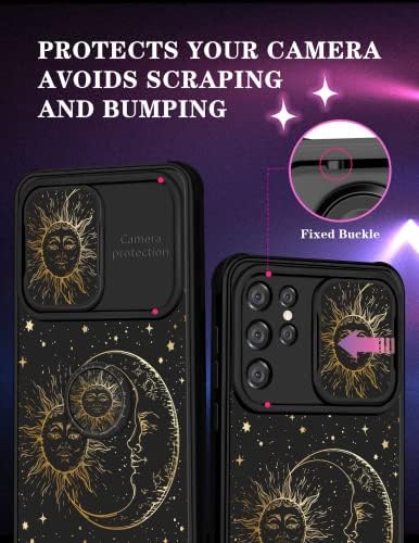 Goocrux (2in1 para Samsung Galaxy S21 Ultra Case for Women Girls Girls Cute Sun Moon Stars Tele