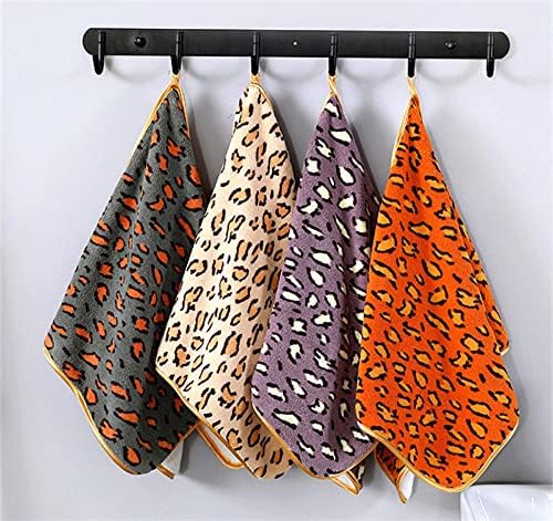 Jeusdf leopard estampa de banho dobrável toalha para adultos com piloto de piloto de cozinha absorvente de cabelo